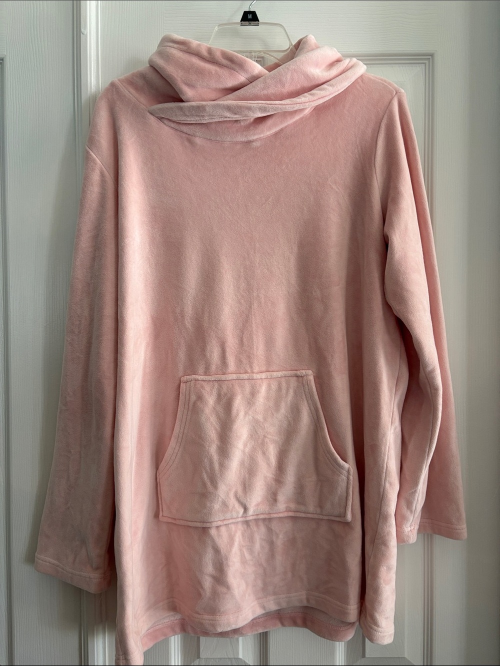 Soft Surroundings Pink Velour Tunic Top Pockets VERY SOFT Loungewear Large